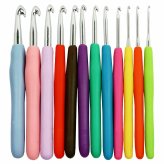 ComfortCraft Crochet Hook Set: 12 Ergonomic Aluminum Hooks with Soft Handles