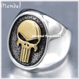 Skull Biker Ring in Gold-Tone Stainless Steel for Men (Size 7-15)