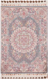 Elegant Gray Tebriz Turkish Floral Accent Rug