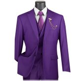 Regal Plum Three-Piece Suit with Adjustable Waistband