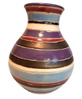Striped Earth Tone Art Pottery Vase