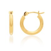 Golden Round Hoop Earrings - Petite Shiny Polished Design in 14K Solid Gold