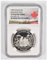 Mackenzie River Silver Dollar - 1989 PF69 Canada Label