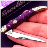 Purple Glitter Texas Toothpick Folding Knife