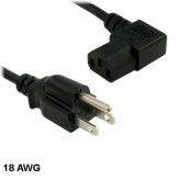 Right Angle Power Cord - 3ft, 18 AWG