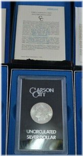 Carson City Uncirculated Morgan Silver Dollar with GSA Box and COA (1878-1921)