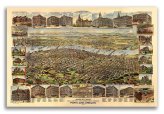 Portland, Oregon Panoramic Map (1890) - 20x30 Vintage Print