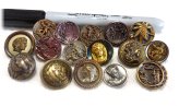 Vintage Metal Portrait Buttons Set