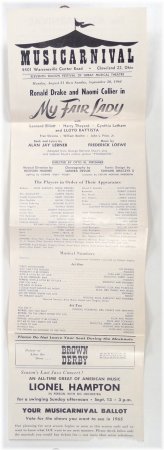 1964 Musicarnival My Fair Lady Program Featuring Ronald Drake and Naomi Collier