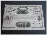 Antique Germantown Passenger Railway Stock Certificate