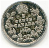 Canadian Narrow Date 5 Cents 1905 - Lot NOV7696