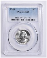 Blue Label 1946 Washington Quarter MS65