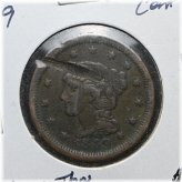 Braided Hair Large Cent - Struck Through Error (1849)