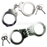 Silver Hinged and Chained Handcuff Set