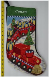 Festive Needlepoint Monogrammed Christmas Stocking