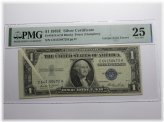 1935 Silver Certificate Gutter Fold Error $1 Blue Seal Bank Note - VF25 PMG