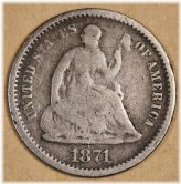 Natural Patina 1871-S Seated Liberty Half Dime