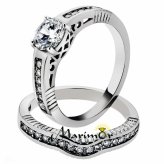 Sparkling Steel Wedding Ring Set