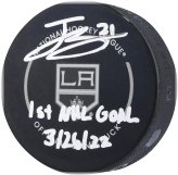 Jordan Spence Los Angeles Kings Autographed Official Game Puck with 1st Goal Inscription