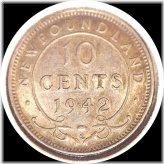 Newfoundland 1942-C 10 Cents Silver Coin #0367 - High Grade