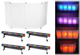 Event Essentials Set: Portable 6-Panel Screen with Backdrop and Lighting Kit