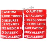 Red Debossed Medical Condition Alert Bracelets - Set of Two