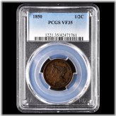 1850 Braided Hair Half Cent - PCGS VF-35 Very Fine Coin
