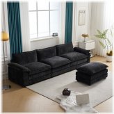 Convertible L-Shape Sectional Sofa with Ottoman