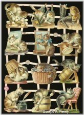 Whimsical German Die Cut - Adorable Embossed Kitten and Cat Scrapbooking Collectibles