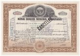 Utah King David Mining Company Stock Certificate