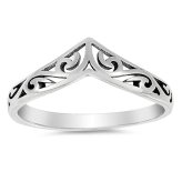 Celtic Filigree Thumb Ring in Sterling Silver with Victorian Chevron Design (Sizes 3-13)