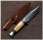 Rustic Olivewood EDC Knife with Leather Sheath