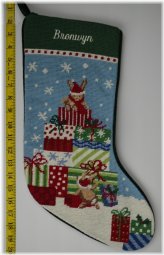 Needlepoint Bunny Monogrammed Christmas Stocking - BRONWYN