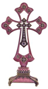 Jeweled Burgundy Standing Cross