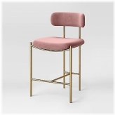 Blush Velvet Brass Leg Stool