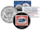 Upside Down Colorized JFK Half Dollar with Inverted Jenny 1918 Stamp Error