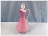 Pink Satin Glass Diamond Optic Pattern Cruet