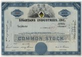 Spartan's Industries, Inc. Blue Stock Certificate