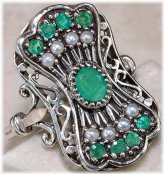 Emerald Pearl Filigree Ring