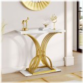 Golden Marble Entryway Console Table