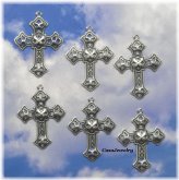 Filigree Sterling Silver Cross with Top Hang Ring - 6 Piece Lot