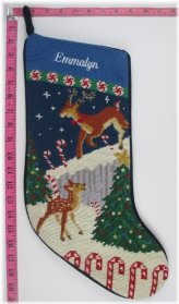 Festive Reindeer Needlepoint Personalized Stocking