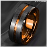 Tungsten Carbide Thin Orange Line Ring