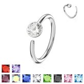 Gemstone Steel Nose Hoop - 20 Gauge Bendable Cartilage Ring