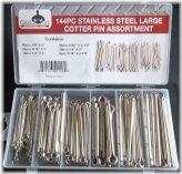 Stainless Steel Large Cotter Pin Assortment - 144 Pieces