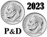 Roosevelt Dimes Collection - 2023 P & D - UNC - 2 Coins