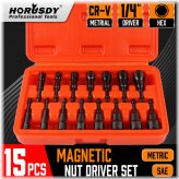 Magnetic Nut Driver Set - 15 Piece with Quick Change 1/4" Shank