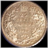 Canadian Silver Quarter - 1916 Edition