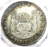 Bolivian Colonial Silver Coin - 1770 Pillar Dollar 8 Reales