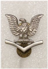 Desert Storm Era USN Petty Officer 3rd Class Rank Cap Badge - Silver